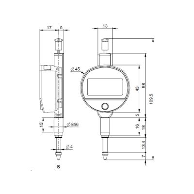 SYLVAC Digital Måleur S_DIAL MINI BASIC 12,5 x 0,01 mm IP54 Standard (805.4121) U/BT